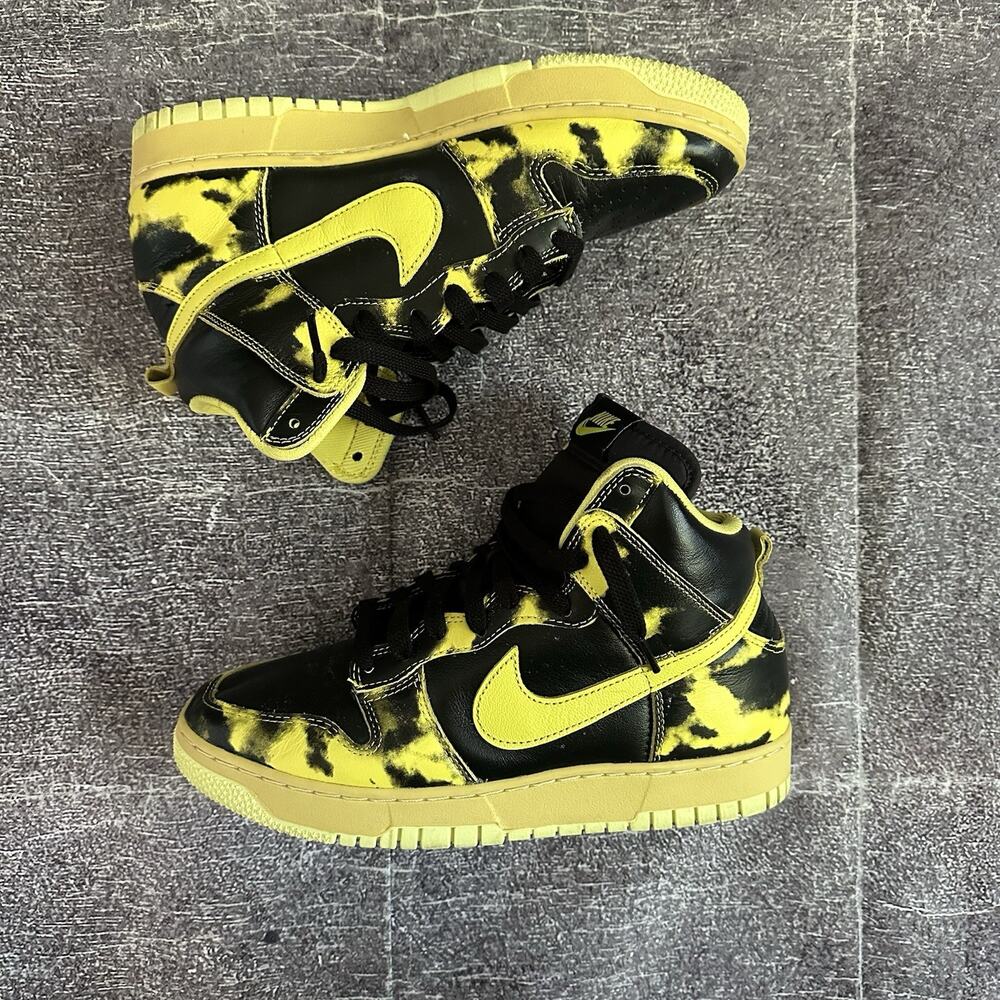 Mens 2022 Nike Dunk High 1985 SP Yellow Black Acid Wash Strike Sz 8 (DD9404-001)